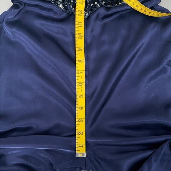 Badgley Mischka Navy Sequin Jumpsuit Womens 6 Formal Gala Evening - Picture 7 of 10